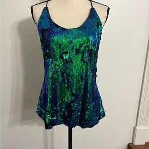 anna-kaci Glamorous Sequin Camisole - Blue and Green NWT SIZE XXL